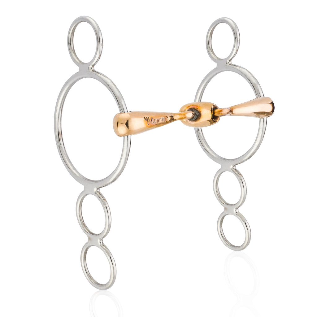 Mikmar Cupreon Three Ring Snaffle with Simple Center Mouthpiece - Mikmar Bit Company - Horseback Riding Bits